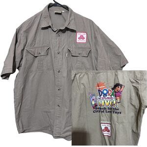 TAG Safari Shirt Mens L Beige Khaki Dora the Explorer Live button up Park Ranger